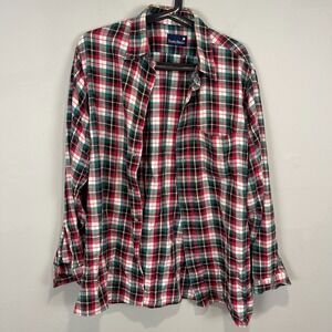 Stanley Blacker Men's Flannel Shirt Plaid Tartan Red‎ Green White Size M
